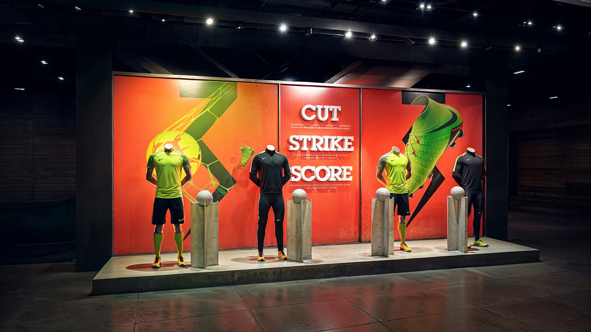Nike Hypervenom retail store 3D visualization with product display rendering