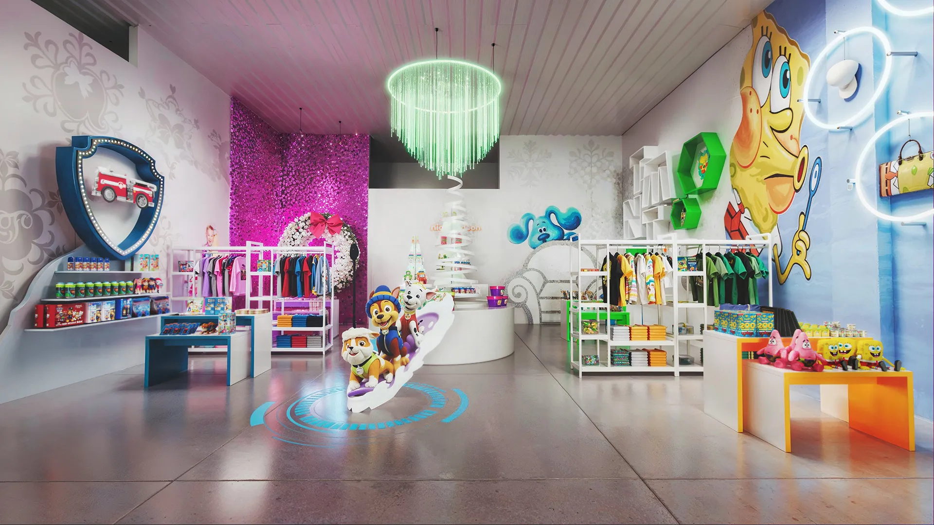 Nickelodeon popup store retail space 3D visualization and event rendering