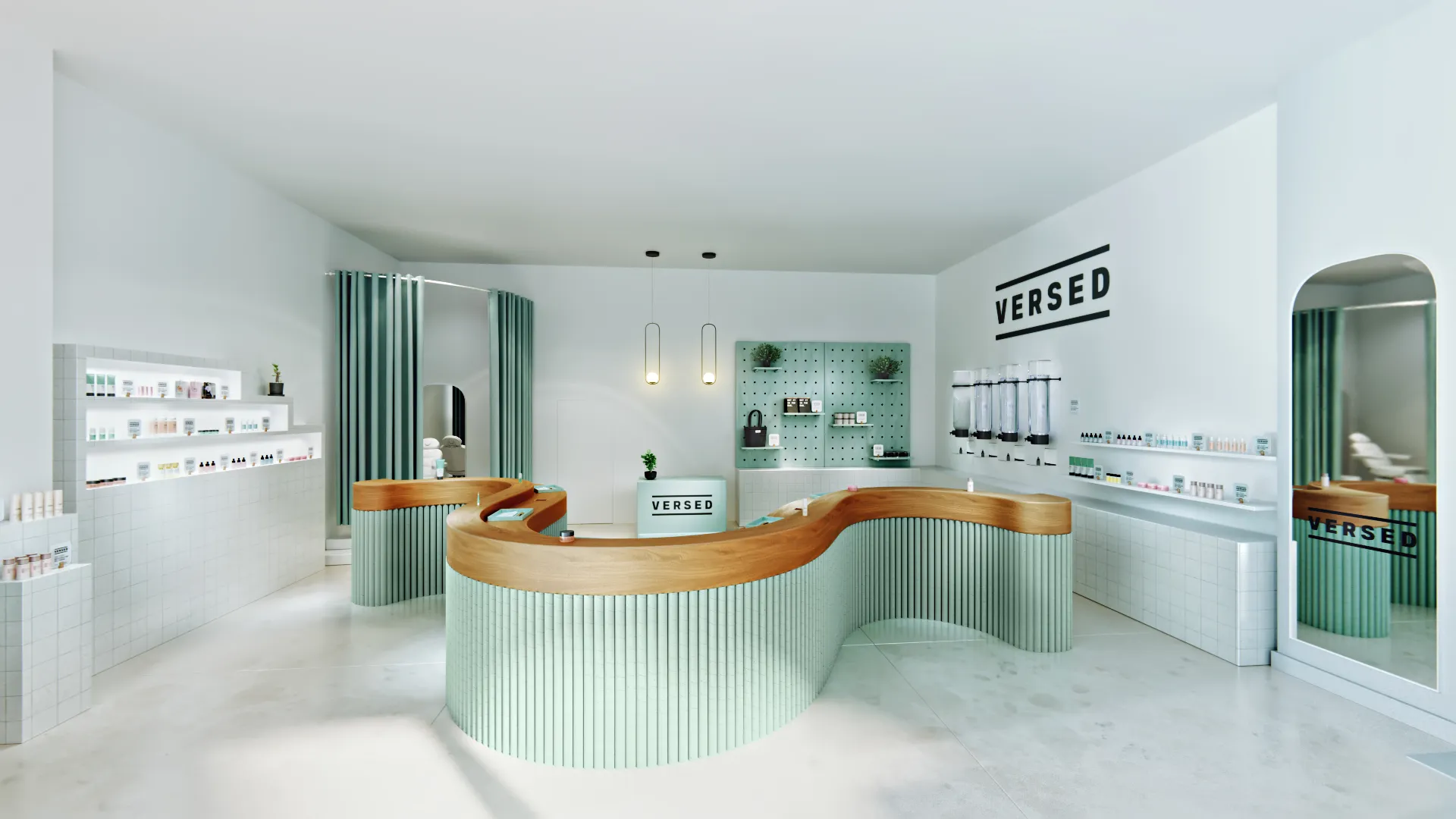 Versed skincare popup store retail visualization